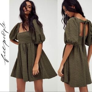 Free People Forest Green Textured Mini Dress VIOLET